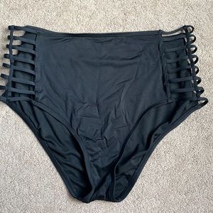 Black high waisted swim bottom